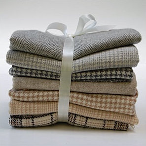 100% Wool Textured Bundle For Over Dyeing- Seven Fat Quarters