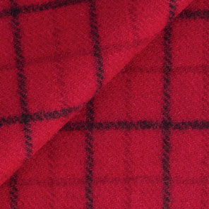336 - Red with Black Windowpane Melton