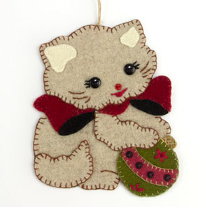 Holiday Kitty Wool Applique Pattern