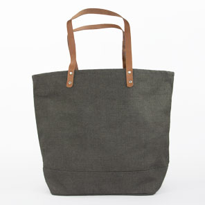 Jute Leather Handle Tote - Grey